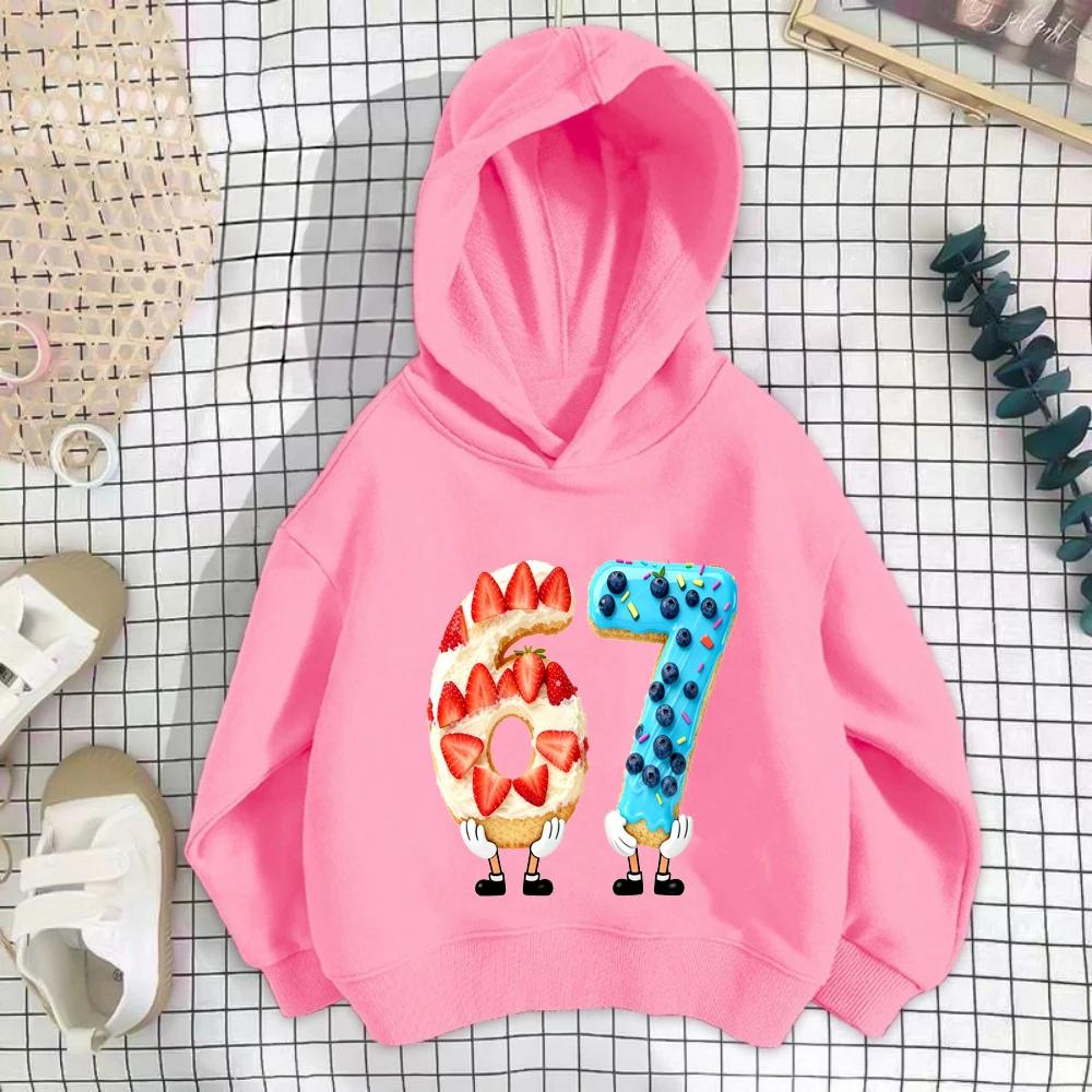 Christmas Y2K Candy Kids Hoodie, 67 Number Snowflake, Casual Sports Breathable Kangaroo Pocket