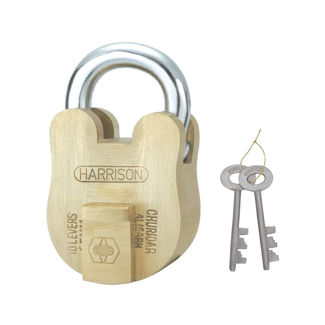 

Padlocks/Round Padlock 65mm 10 Lever with 2 Keys CHURIDAR-0269 Pack of 1/ Brass Material/Brass Lacquer Finish/Door Lock, Shutter Lock, Godown Lock,