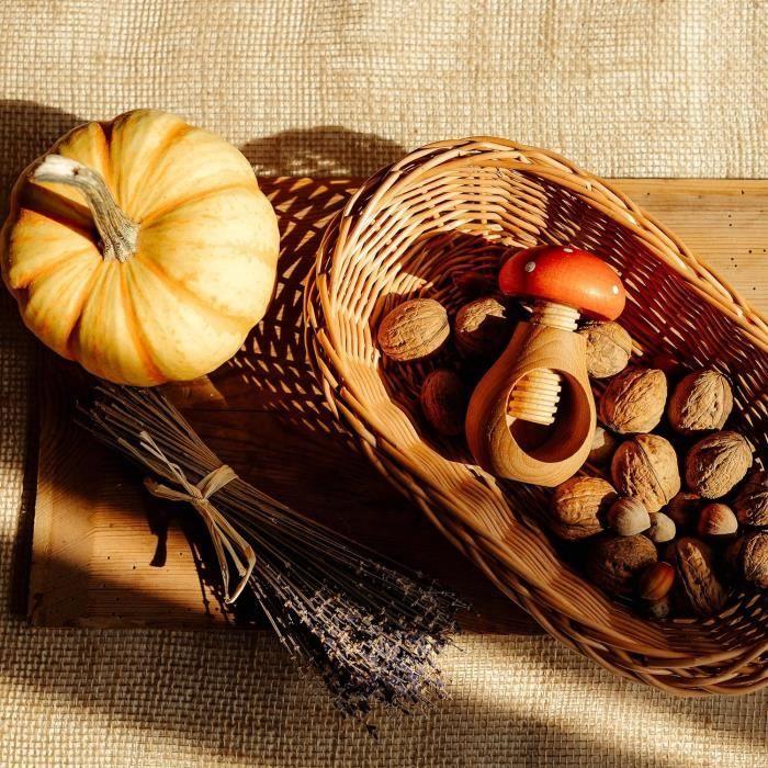 Casse-Noix - Creative Home - 10 x 6 cm - Bois - Forme de Champignon - Rouge et Blanc