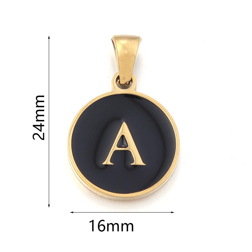 2Pcs Stainless Steel A-Z Round Letter Charms Enamel Alphabet Charms Single-sided Pendant DIY Necklace Bracelet Jewelry Findings