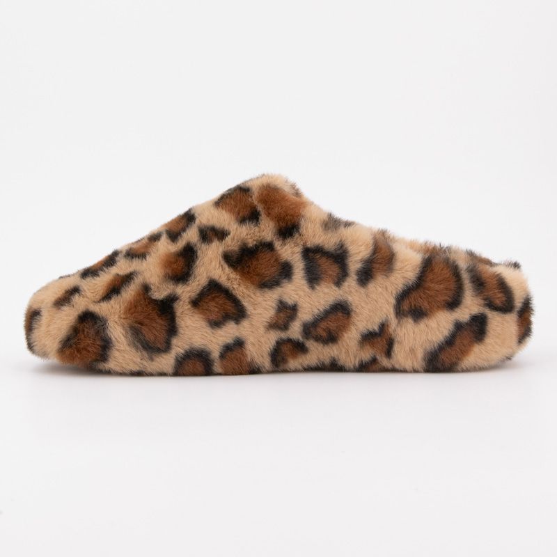 Chaussons à poils imprimé léopard Femme KELARA