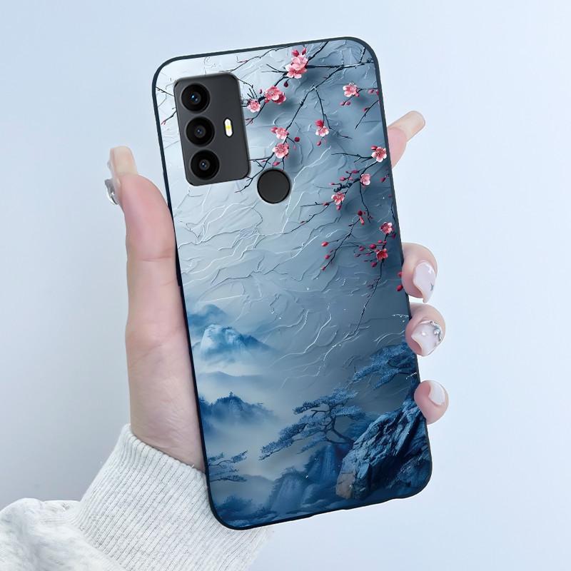 Sött Fodral För TCL 30 SE Skyddande Cover För TCL 30E Funda För TCL 306 305 Tryckt Skal Mjuk Silikon Tecknad Svart Fodral