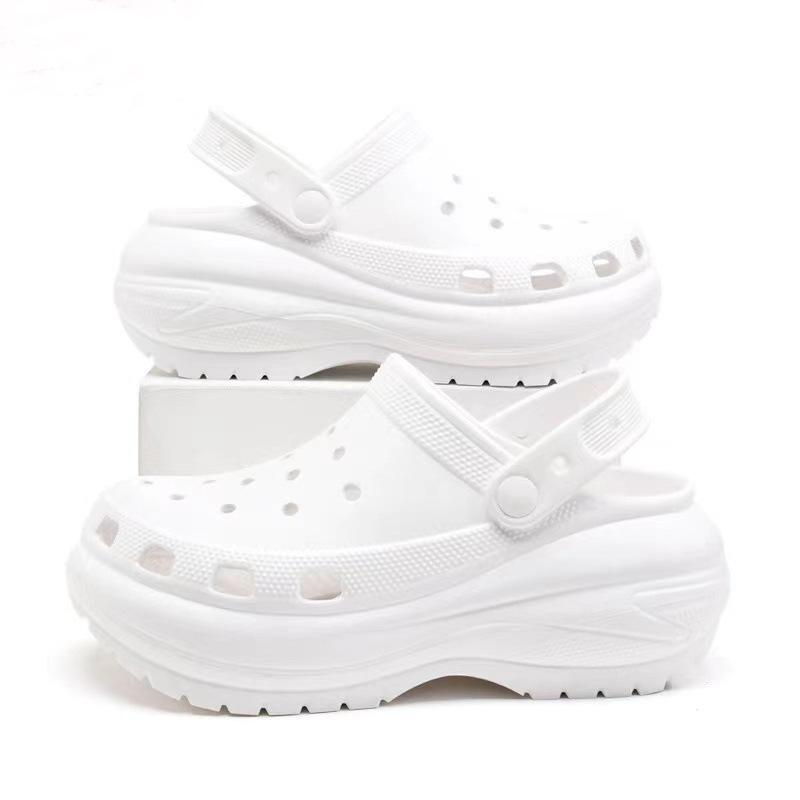 Women Spring Solid Color Soft Soled Cross Hole Outdoor Slippers Summer Casual Thick Bottom Anti Slip Beach Sandals Shoes 36-41