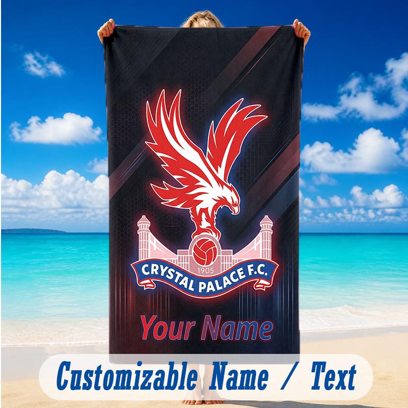 Beach Towel Custom Name Text, Quick Dry Large Towel For Beach HomeCrystal Palace