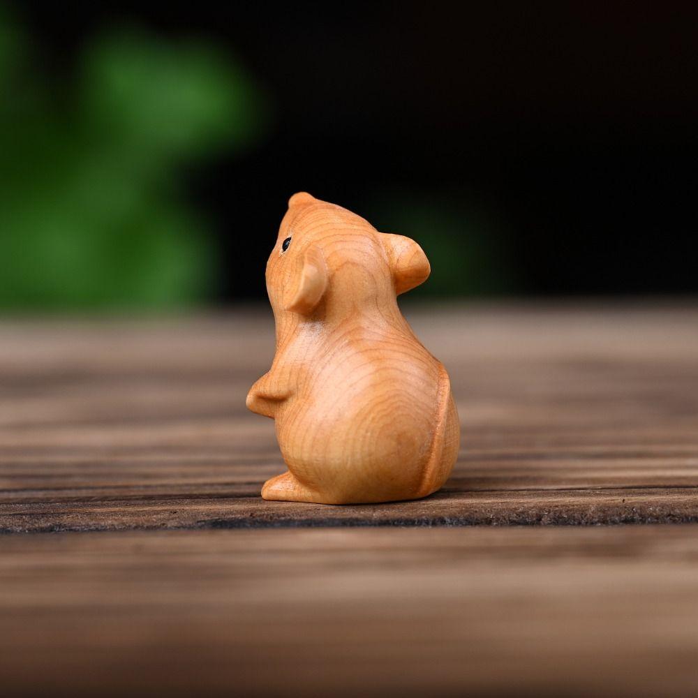 Bastelartikel Holzgeschnitzte Sternzeichen-Maus-Statuette Niedliche Dekorations-Hamster-Statue Lustige Tierfigur Skulptur Büro