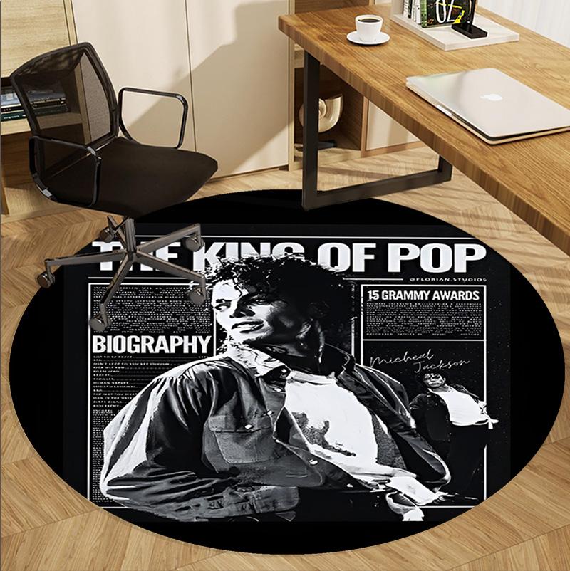 Michael Jackson Pattern Round Rug, Indoor/Outdoor Mat, for Picnic, Gameroom, Bedroom, Office, Living Room, Home Decor Carpet, Birthday Gift
