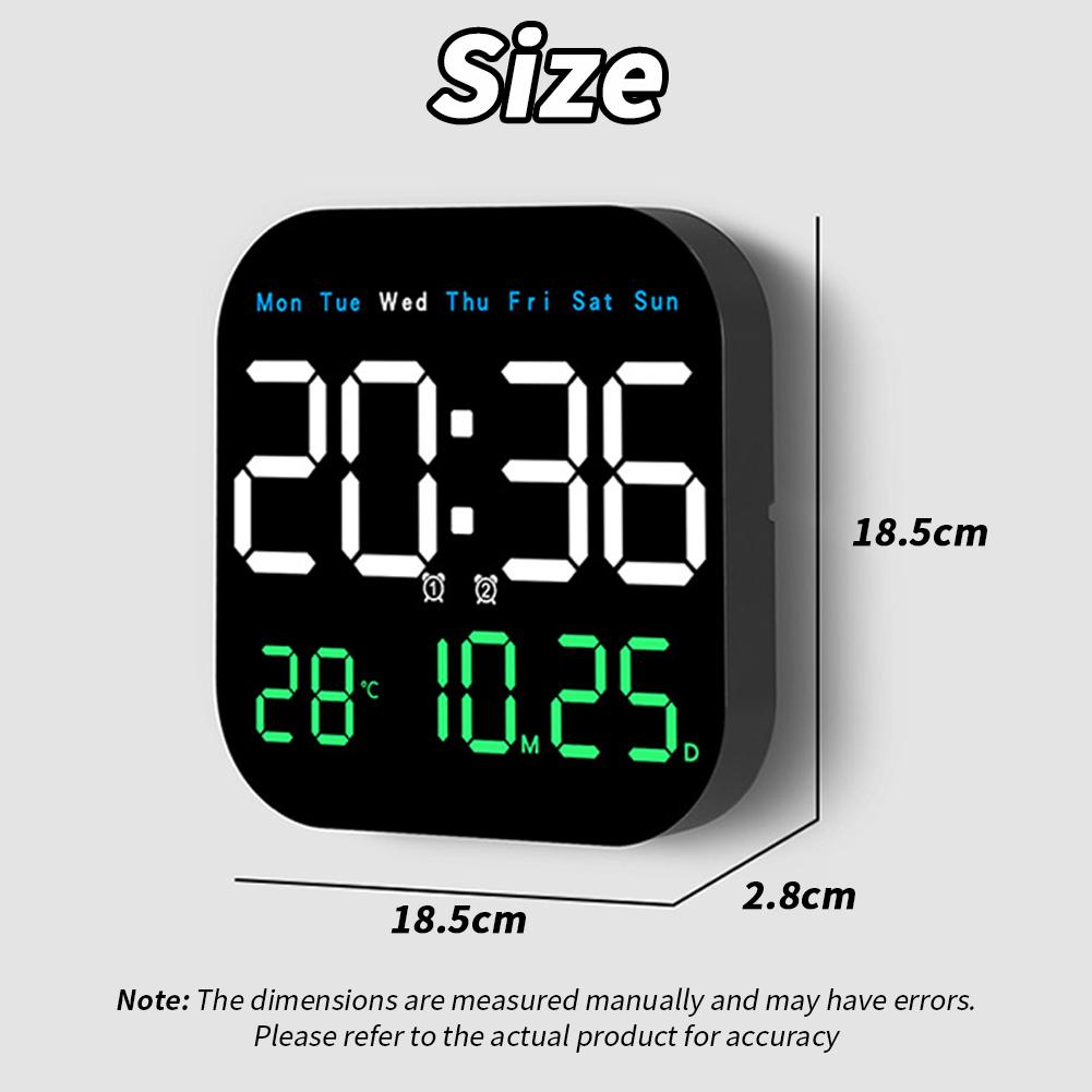 7" Digital Wall Clock With Date Day Of Week LED Wall Clock For Living Room Office Bedroom Decor LED Digital Alarm Clock