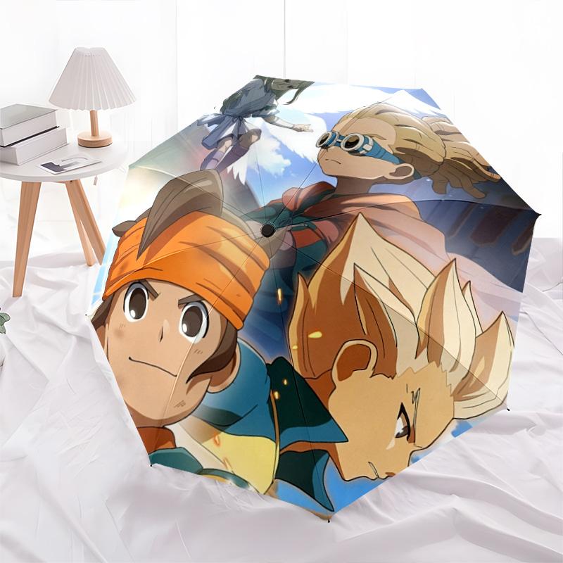 Inazuma Eleven  pattern, automatic folding umbrella, portable and foldable design, 8 ribs, a Christmas or birthday gift.
