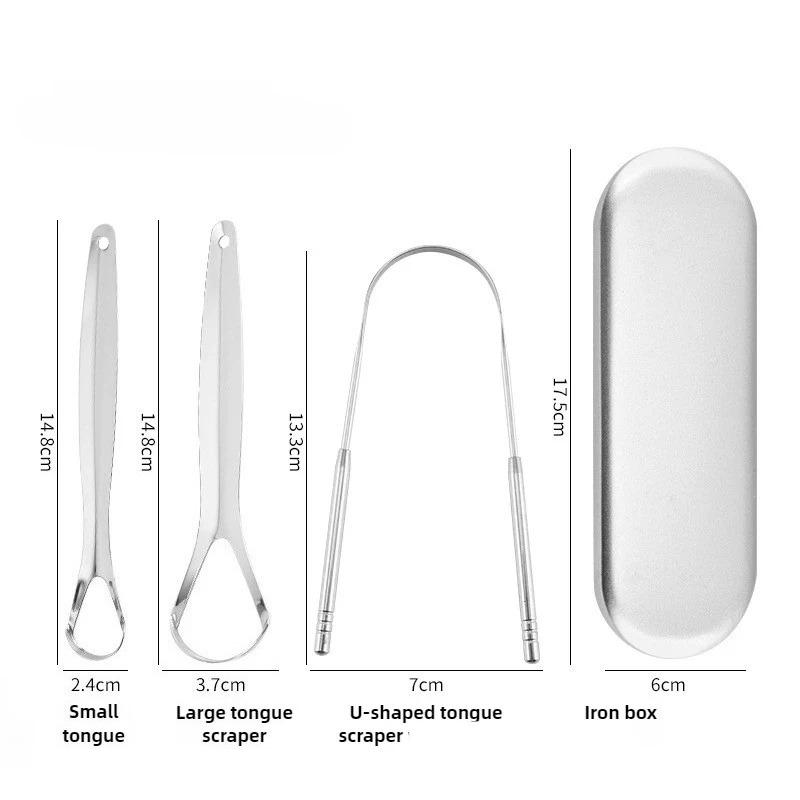 

4/5pcs Stainless Steel Useful Tongue Scraper Cleaner Reusable Fresh Breath Cleaning Coated Tongue Oral Hygiene Care Tools