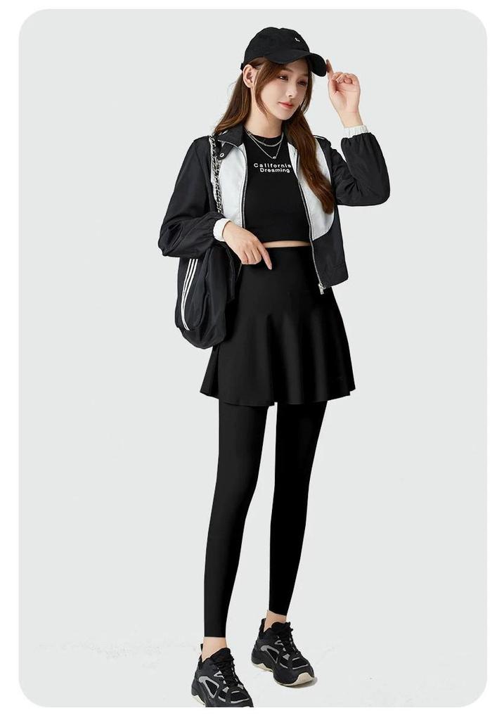 Spring & Autumn Women's Two-Piece-Style Yoga Skirt Pants - Sports Fitness Shark Pants with Integrated Hip Covering Base Layer