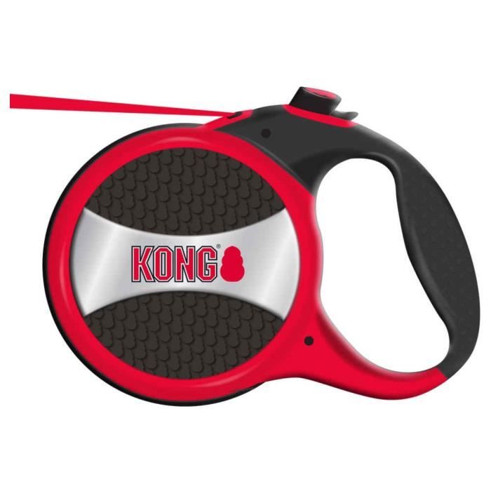 Laisse enrouleur - kong - 7,5m - rouge - pour chien - résistante et confortable