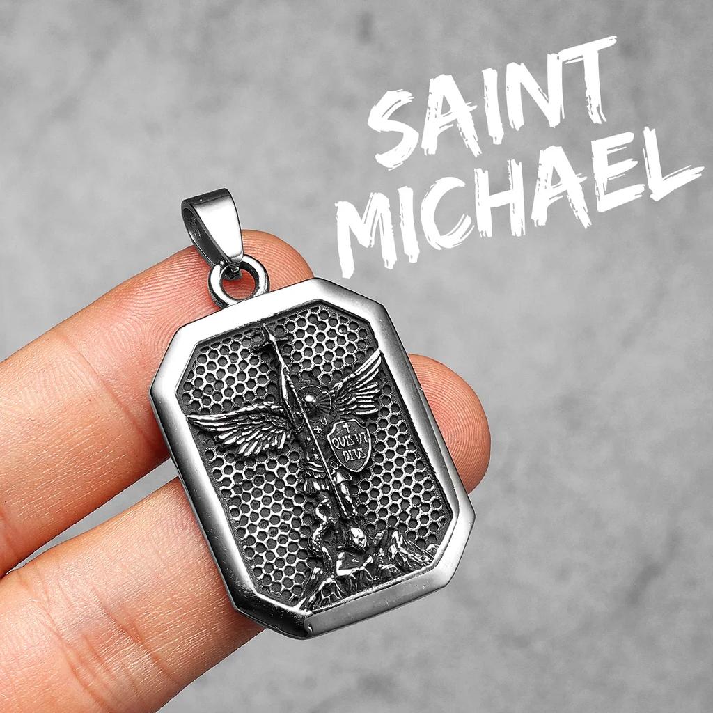 Angel St.Michael Guardian Amulet Men Necklaces Stainless Steel Pendants Chains Women Jewelry Vintage Accessories Gift