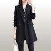 Damen Herbst Frühling Mode Langarm Offene Jacke Einfarbig Lässiger Langer Blazer Strickjacken Mäntel