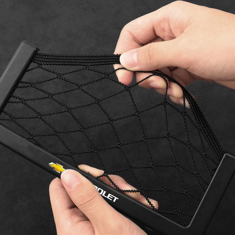 Car Organizer Storage Bag Auto Paste Net Pocket Phone Holder Car Accessories For Chevrolet Colorado Cruze Spark Captiva Malibu Trax Aveo Camaro