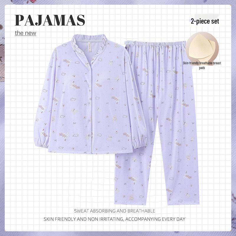 

A-Class 7A Antibacterial Pure Cotton Postpartum Pajamas with Adjustable Feeding Opening for Pregnant Women XL - for 130-150 jin