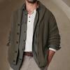Manteau Pull Tricot Manches Longues Vert Militaire à Revers Automne-Hiver