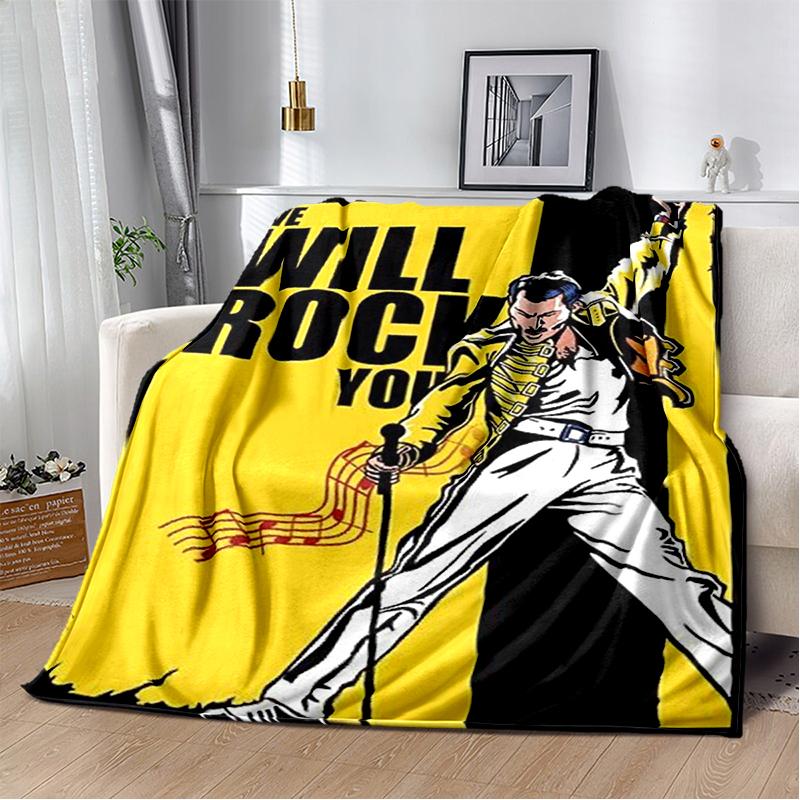 2025 Classics Queen-Rock-Band Freddie Blanket,Soft Throw Blanket for Home Bedroom Bed Sofa Picnic Travel Office Cover Gifts Kids
