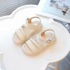 Children's sandals 2025 summer new baby girl open-toed beach shoes soft sole non-slip solid color girls casual shoes