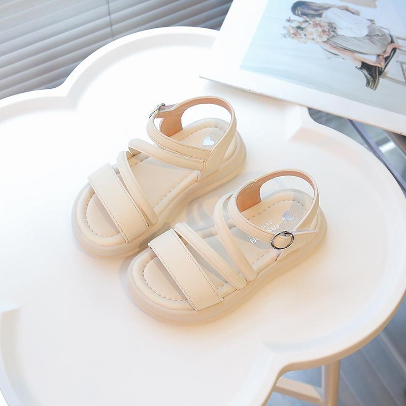 Children's sandals 2025 summer new baby girl open-toed beach shoes soft sole non-slip solid color girls casual shoes