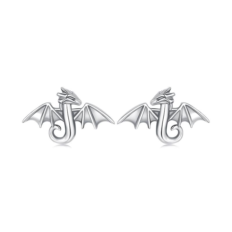 WOSTU 925 Sterling Silver Lovely Mini Dragon Stud Earrings For Women Animal Screw Back Earrings Best Birthday Gift For Daughter