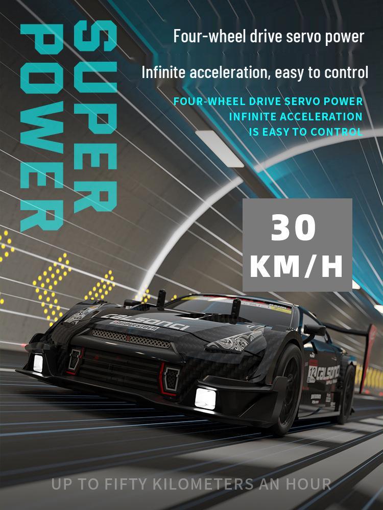 1:14 Scale RC High-Speed Drift GTR Sports Car - 4WD, Lights, Remote Controlled Racing Toy for Boys