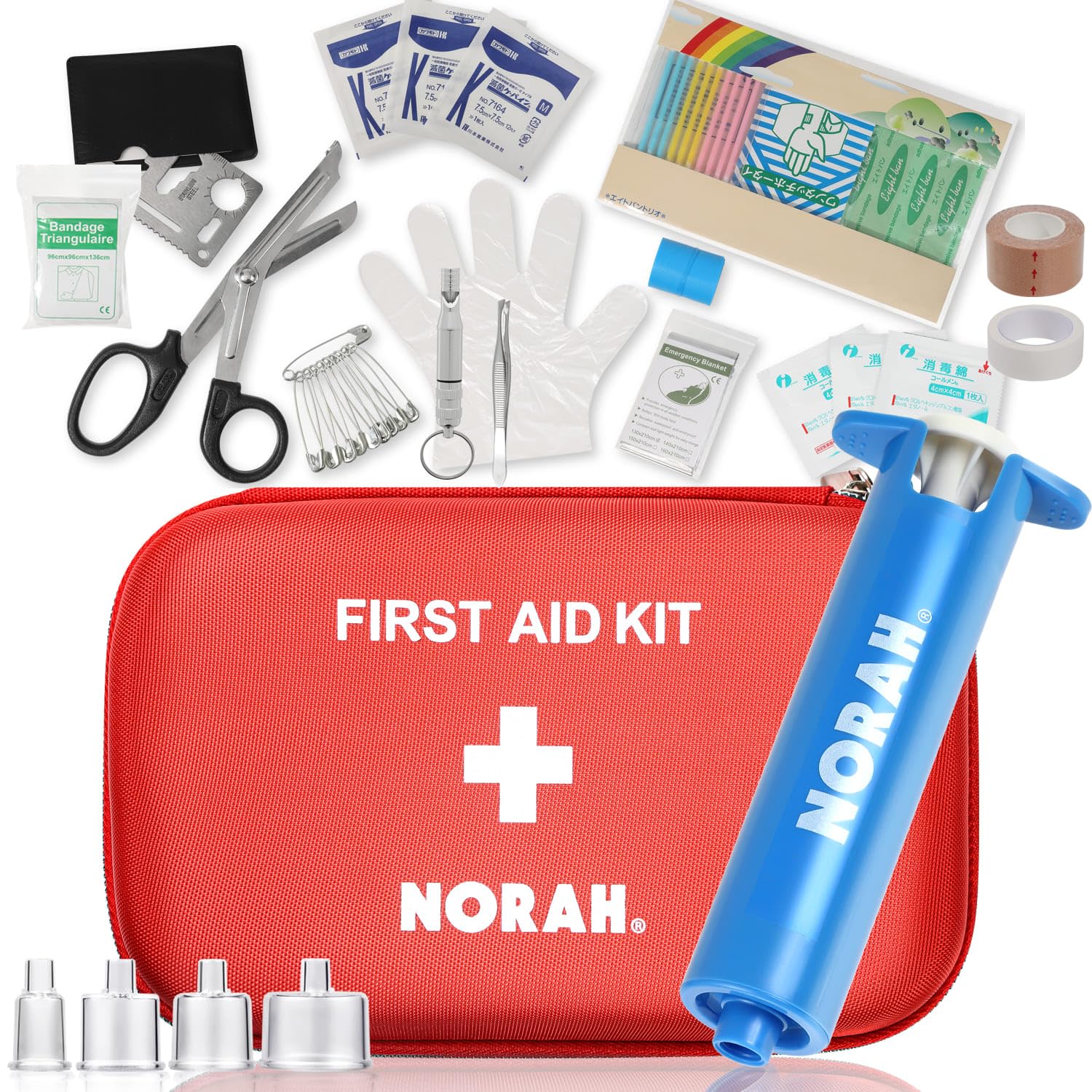 

NORAH Аптечка первой помощи для первой помощи для удаления сильного яда Набор из 21 предмета, Альпинизм, Помощь, Отсасывание,