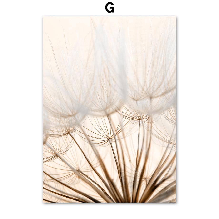 Wall Art Print Beige Dandelion White Flower Palm Leaf Grass Quotes Canvas Painting Nordic Poster Decor Pictures For Living Room