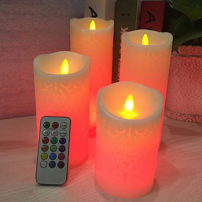 Elektronická svíčka, novinka, noční světlo, LED bezplamenná vosková sloupová svíčka s RGB dálkovým ovládáním pro vánoční svatební dekoraci