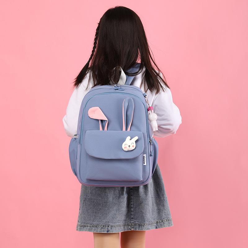 School bag for primary school students, grades 1-3, casual and fresh girls, rabbit ears, backpacks, trendy foreign style