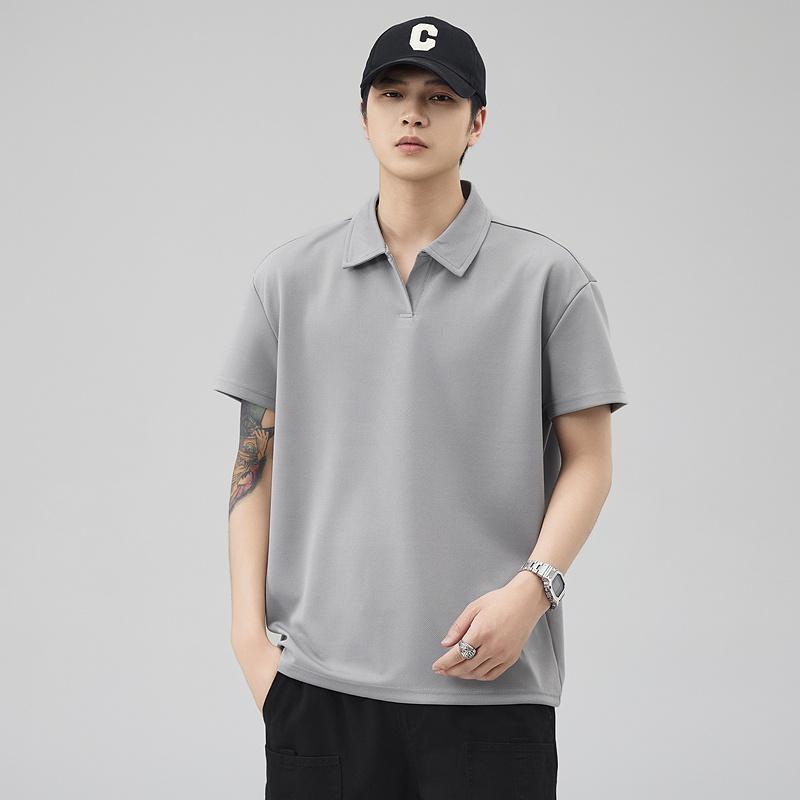 Herren Sommer Kurzarm T-Shirt, Business Unifarben Lässig Vielseitige Kleidung, Kragen Lässig Kragen Locker T-Shirt