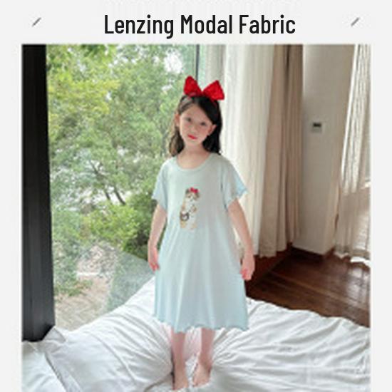Korean Style Girls’ Modal Nightgown - Lightweight Summer Sleepwear for Children