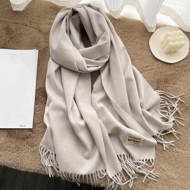 Winter Cashmere Solid Color Pashmina Tassel Scarf for Women Warm Scarves Wraps Girls Thicken Warm Shawl Wrap Echarpe Stole
