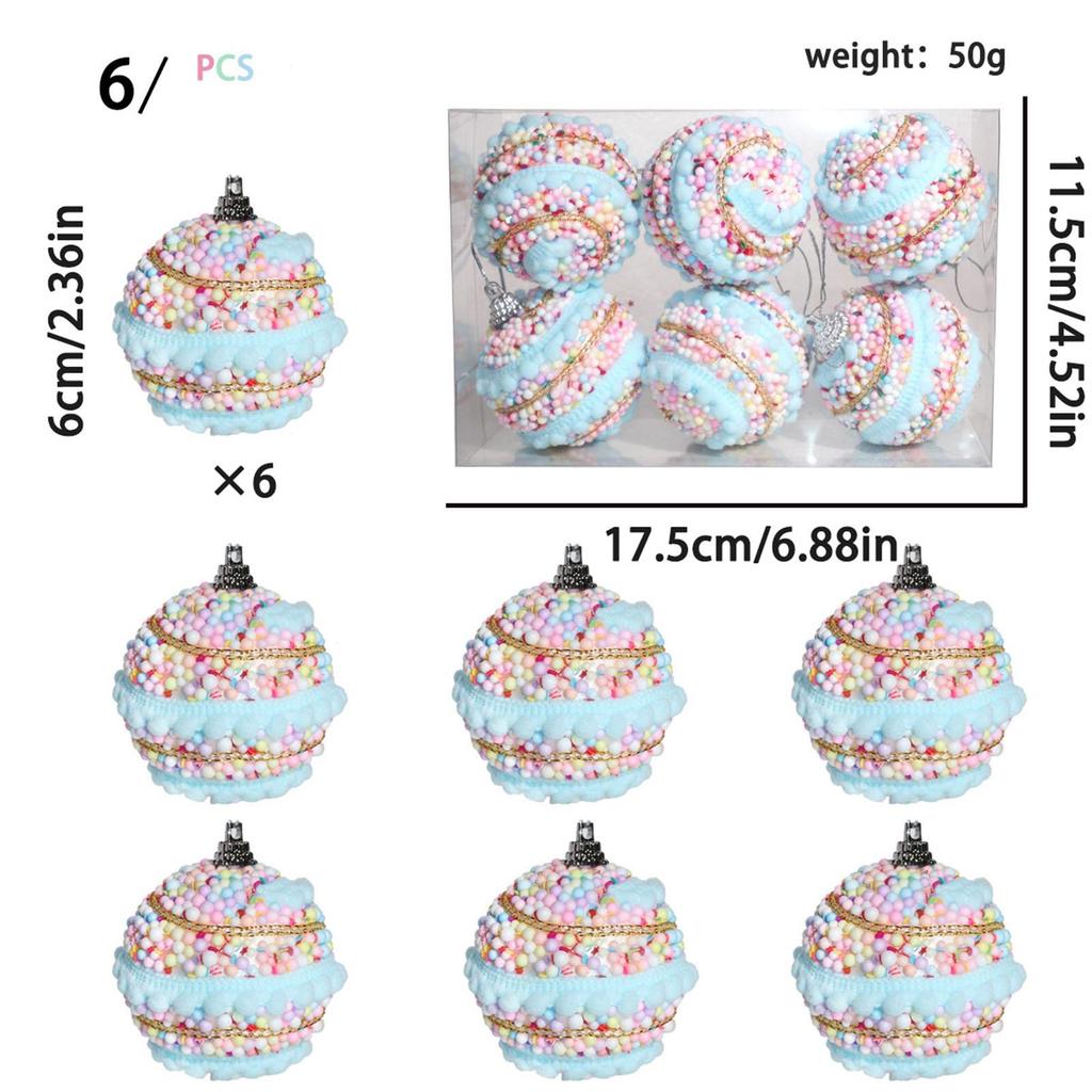 6Pcs Christmas Balls Ornaments Set Decorative Baubles Novelty Charm Pendants Xmas Tree Balls for Hotel Yard Indoor Mall Decor