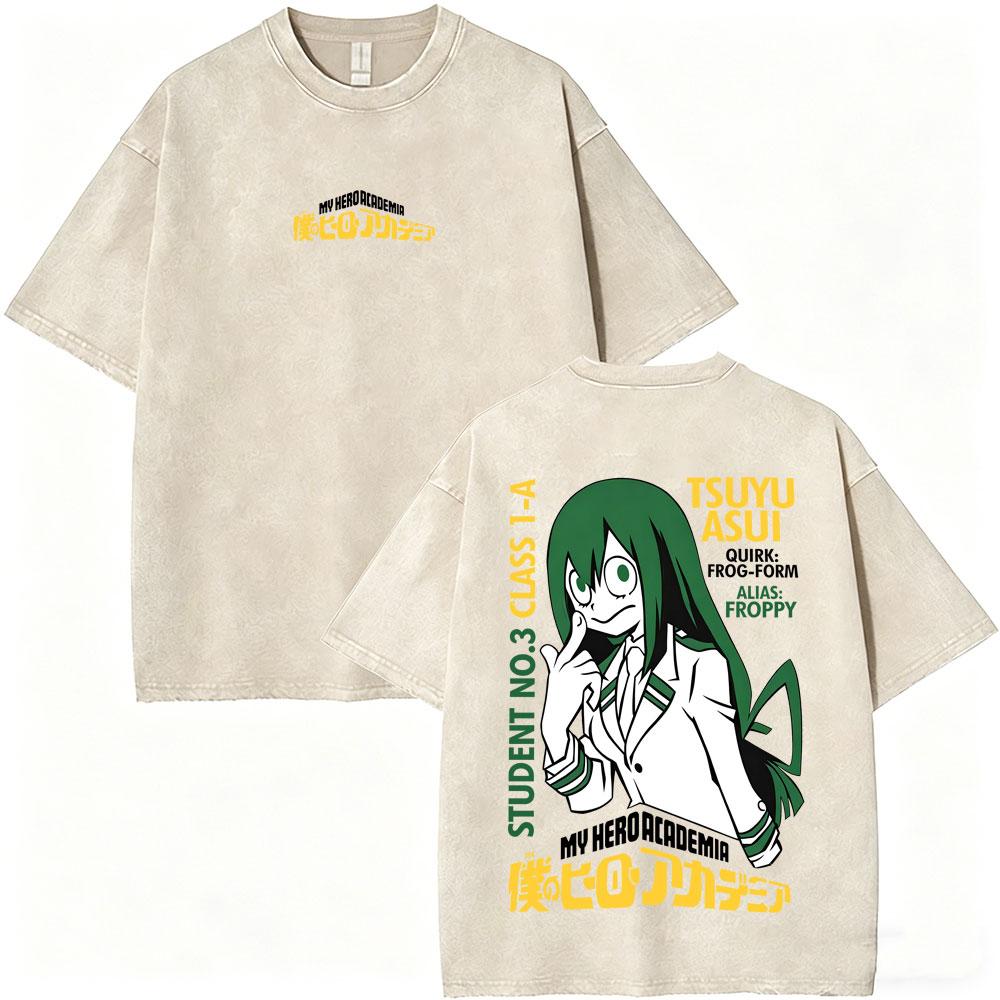 Washed Vintage Anime My Hero Academia Himiko Toga Graphic T-shirt ga Casual T-shirts Unisex Y2k Oversized T Shirts