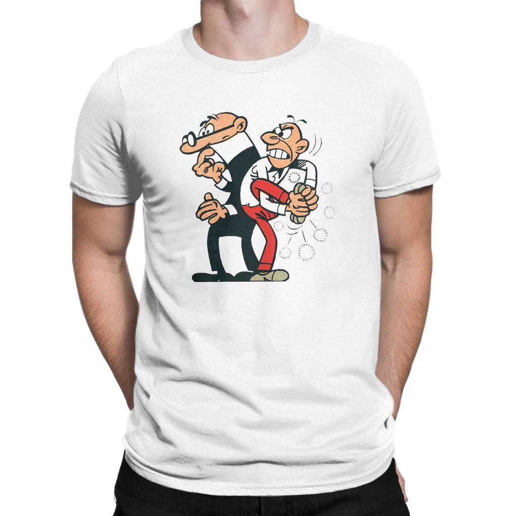 Mort & Phil Mortadelo Y Filemón T Shirt Beach  Cotton T-Shirts For Men's Hip Hop Casual Tee Shirt Short Sleeves Vintage Clothes