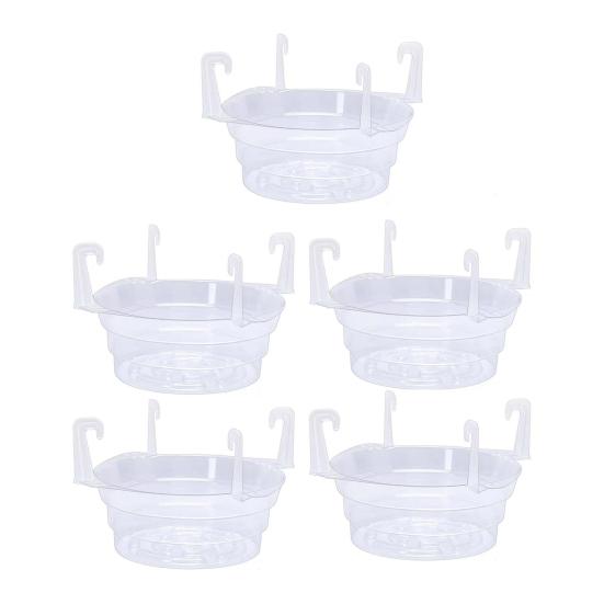 Hanging Flowerpot Saucer, Hanging Basket Drip Pan with Built-In Hooks, Plant Pot Water Catcher Saucer, Planter Saucer for Hanging Potted Plants Indoor S 5pcs