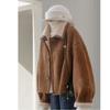 New Reversible Brown Imitation Suede Jacket for Women Winter Popular Lamb Wool Top