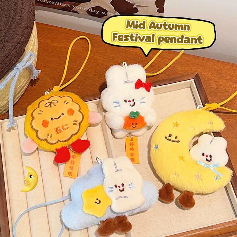 Holiday Gifts Mid-Autumn Festival Cartoon Plush Doll Creative Stuffed Bunny Keychain Bag Pendant Cute Hanging Decoration