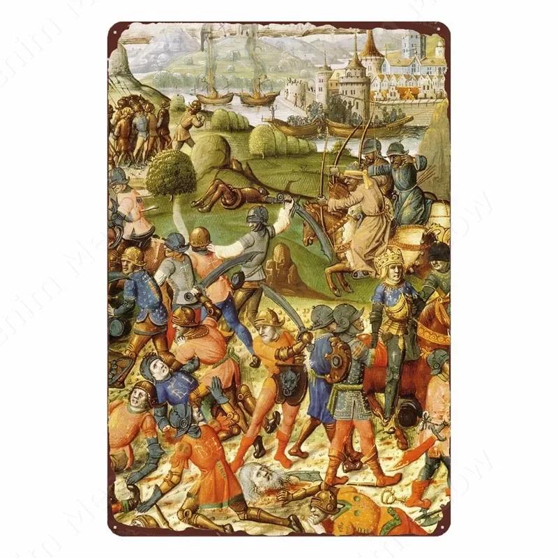 The Crusaders Vintage Metal Tin Sign, Bar, Club, Cafe, Home, Bedroom, Wall Decoration, Cruciata Art Poster, Catholicism Plaqu