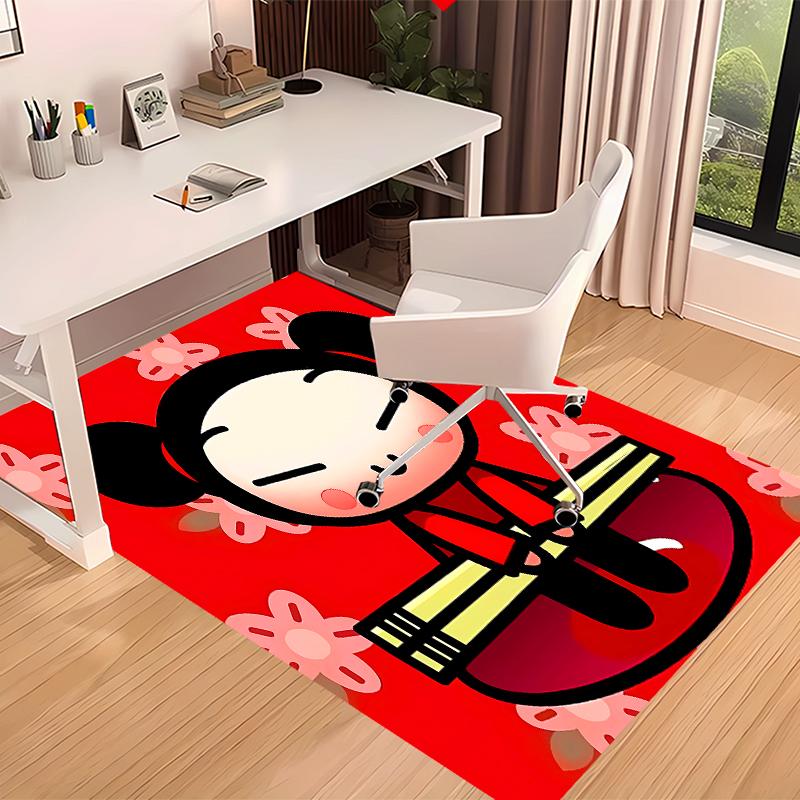 1pc Pucca3 Print Area Rug - Soft, Washable Non-Slip Indoor Mat for Office Chairs, Living Room, Home Office Decorative Rug