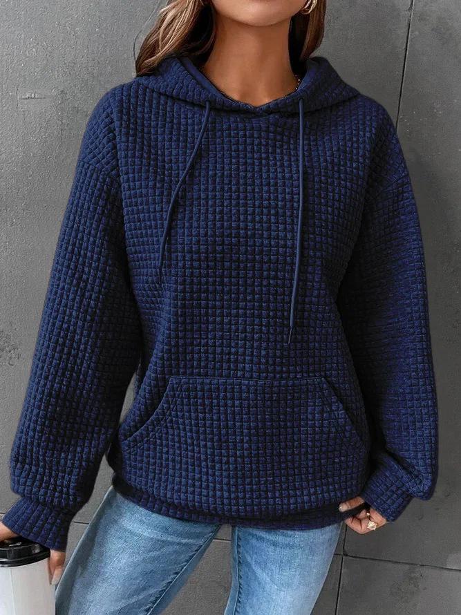 2024 Women's Loose Pullover Hoodie with Drawstring, Long Sleeves, Drop Shoulder, and Kangaroo Pocket.