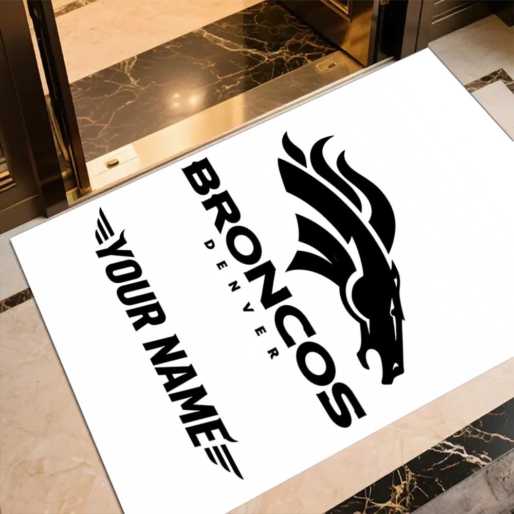 Denver Broncos Logo Customized Name Carpet Perfect for Kitchen Hallway Entryway Dormitory Anti-slip Rug Anime Office Decor