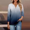 Women's Button Neck Tops Women's Casual Everyday Tops 3/4 Sleeve V Neck Fashion Print Shirt Tops Pocket Tee Sweatshirts