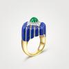 BELLA BOX Italian Vintage Crown Imitation Natural Emerald Ring Suitable For Women's Daily Party Wear Fashion Jewelry