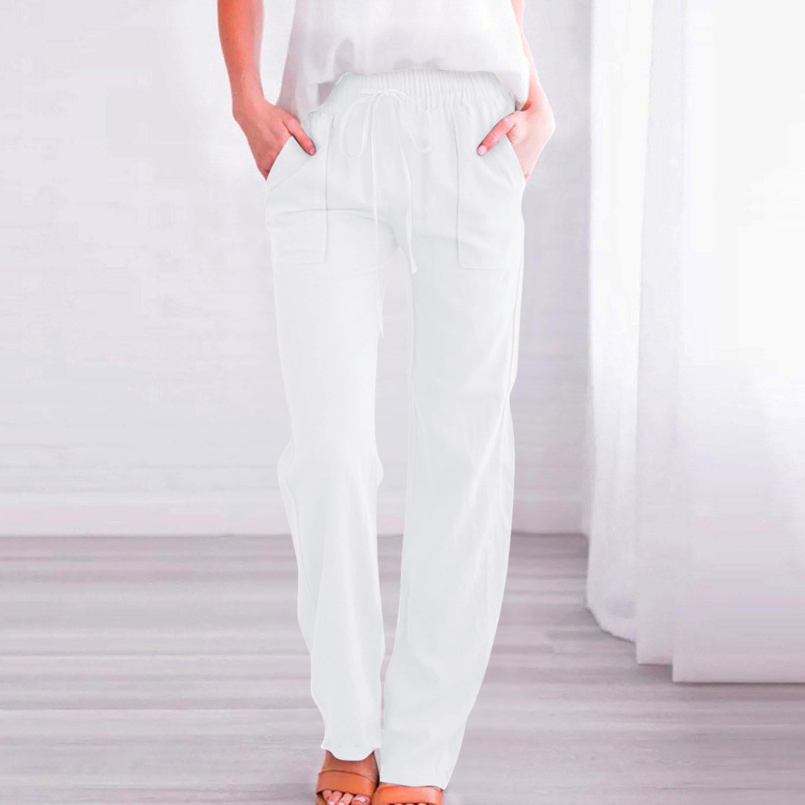 

Women s Casual Pants Loose And Comfortable Elastic Waist Straight Trousers With Pocket Color XL