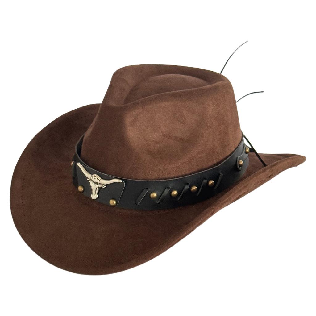 Hot-selling retro bull's head big-brimmed top hat, European and American suede western cowboy hat, men's temperament jazz hat