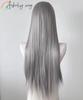 Gray Wig 26inch 13x4 Straight Lace Front Wig for Women High Quality Synthetic Wigs High Temperature Fibers Glueless Wigs Cosplay