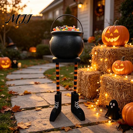 Eye-catching Seasonal Party Decor Halloween Cauldron Candy Bowl, 20 Inch Witch Leg Dish Bucket, Home for Fall Festival Plastic Large Pot Bucket Indoor