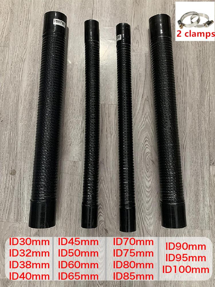 High Quality 600mm Black Intake Pipe Radiator Pipe Silicone Hose With 2 Clamp ID30-100mm Cooling Hose High Temperature Pressure