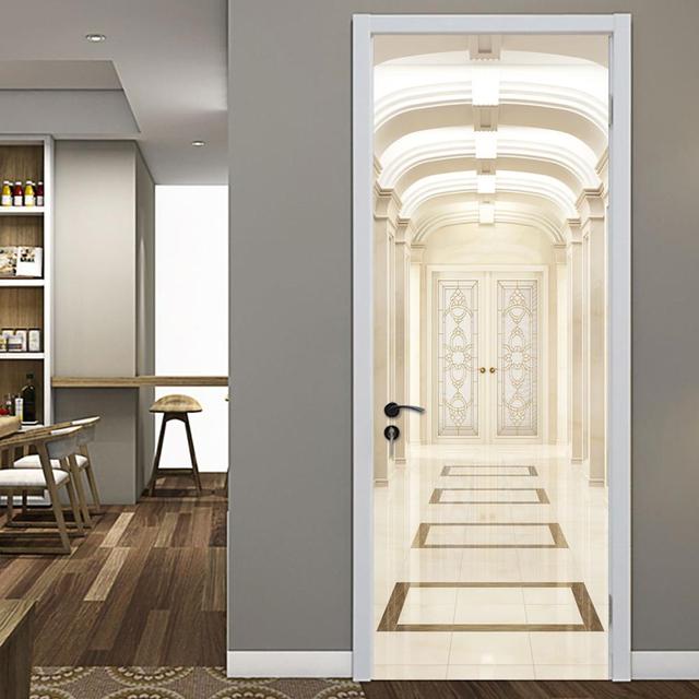 

3D-наклейка на двері DIY Наклейка Північний стиль Коридор Білі самоклеючі двері Шпалери Фреска Декор кімнати Естетичні постери Наклейки 90x200cm(cut 2pcs)